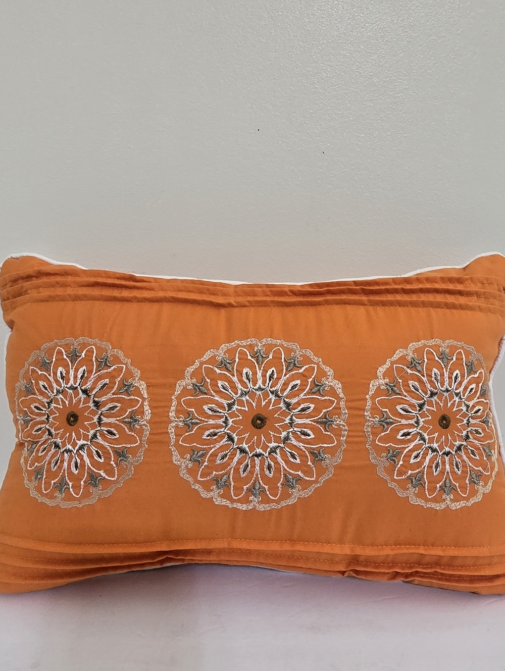 MADISON PARK Decorative Bed Pillow Orange Embroidered Rectangular 12 x 18